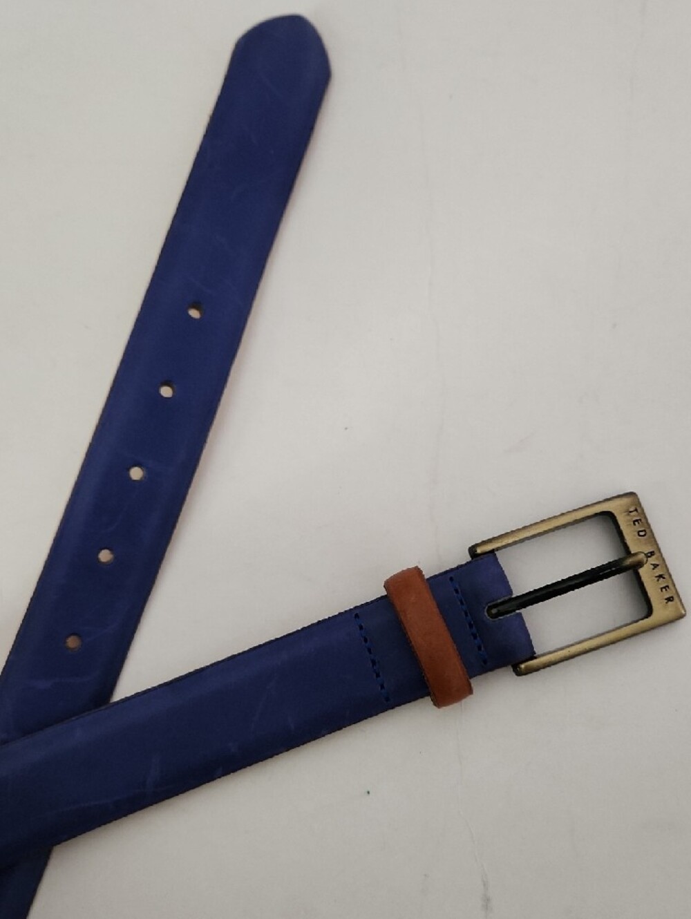 Gorgeous Ted Baker Blue Leather Belt with Tan Accent